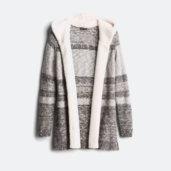 Lety & Me Sweaters - Gray and White Striped Open-Front Cardigan